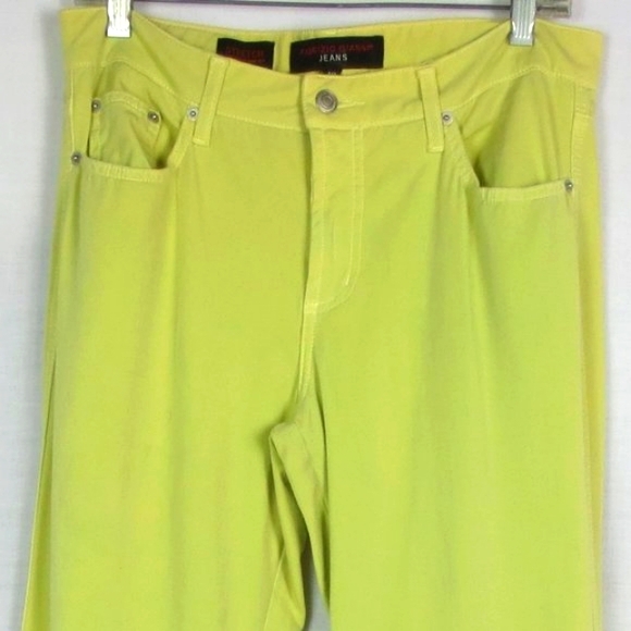 Fabrizio Gianni Jeans Chartreuse Cotton Twill Lightweight Wide Leg Size 10 - Picture 2 of 10